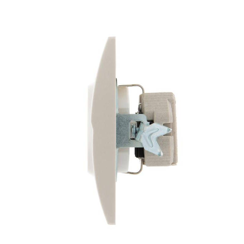 Розетка 1-м СП Дери 16А IP20 с заземл. керамика жемчуж./бел. метал. LEZARD 702-3030-122