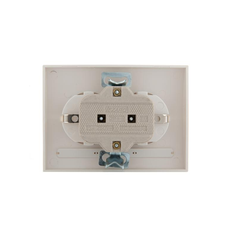 Розетка 2-м СП Дери 16А IP20 с заземл. керамика жемчуж./бел. метал. LEZARD 702-3030-127