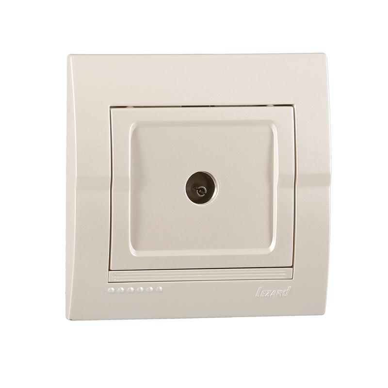 Розетка проходная TV СП Дери 16А IP20 жемчуж./бел. метал. LEZARD 702-3030-129