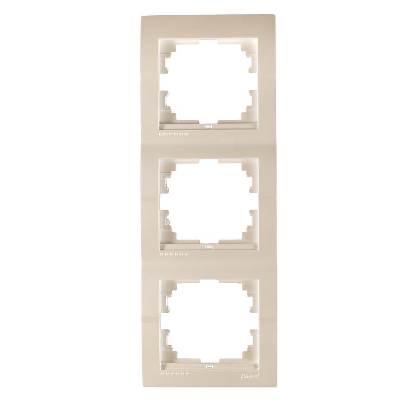 Рамка 3-м Дери верт. жемчуж./бел. метал. LEZARD 702-3000-153