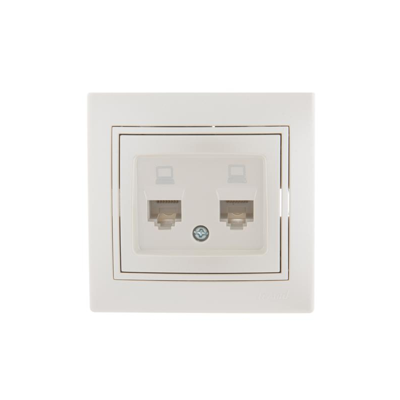 Розетка компьютерная RJ45 2-м СП Мира 16А IP20 со вставкой жемчуж./бел. перламутр. LEZARD 701-3030-141