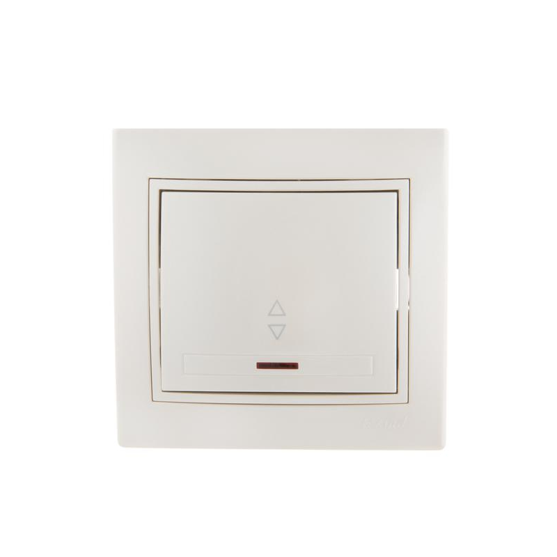 Выключатель проходной 1-кл. СП Мира 10А с подсветкой со вставкой жемчуж./бел. перламутр. LEZARD 701-3030-114