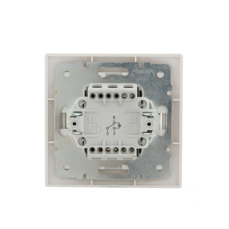 Выключатель проходной 1-кл. СП Мира 10А с подсветкой со вставкой жемчуж./бел. перламутр. LEZARD 701-3030-114