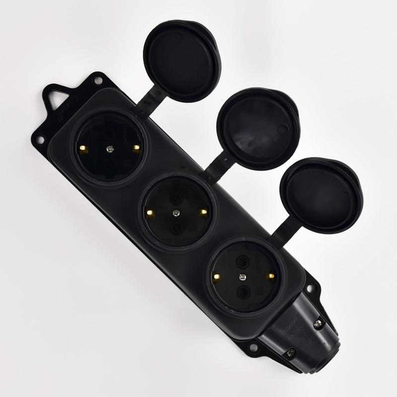 Розетка наружн. уст. 3-м 16А IP44 2P+PE 220-240В каучук LEZARD 106-0400-0101/101