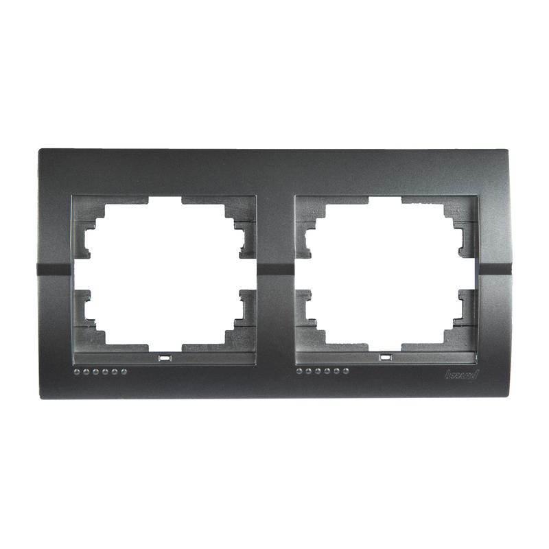 Рамка 2-м Дери горизонт. серебр. метал. LEZARD 702-2800-147