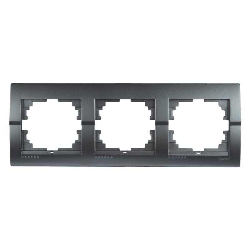 Рамка 3-м Дери горизонт. серебр. метал. LEZARD 702-2800-148