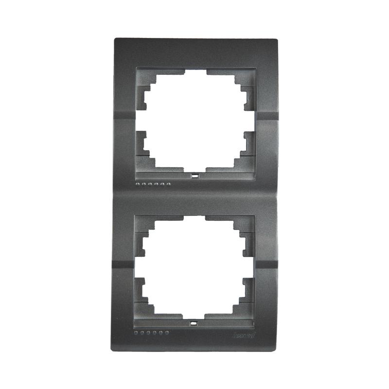 Рамка 2-м Дери верт. серебр. метал. LEZARD 702-2800-152