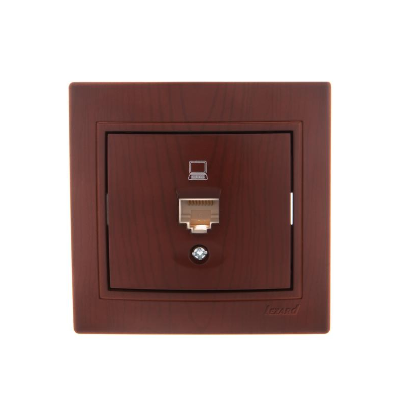 Розетка компьютерная RJ45 1-м СП Мира 16А IP20 вишня LEZARD 701-0601-139