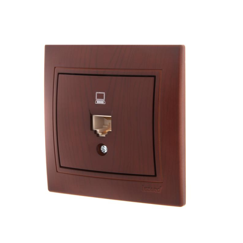 Розетка компьютерная RJ45 1-м СП Мира 16А IP20 вишня LEZARD 701-0601-139
