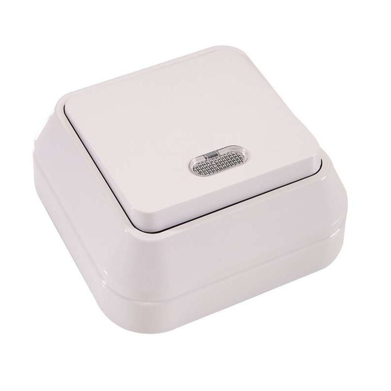 Выключатель 1-кл. ОП 10А IP20 с подсветкой бел. Makel 45121 Выключатель 1-кл. ОП 10А IP20 с подсветкой бел. Makel 45121