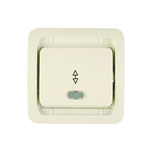 Переключатель проходной 1-кл. СП Mimoza 10А IP20 без вставки с подсветкой крем. Makel 32025