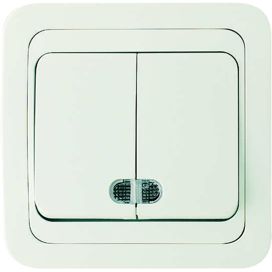 Выключатель 2-кл. СП Mimoza 10А IP20 с подсветкой бел./бел. Makel 12023 Выключатель 2-кл. СП Mimoza 10А IP20 с подсветкой бел./бел. Makel 12023