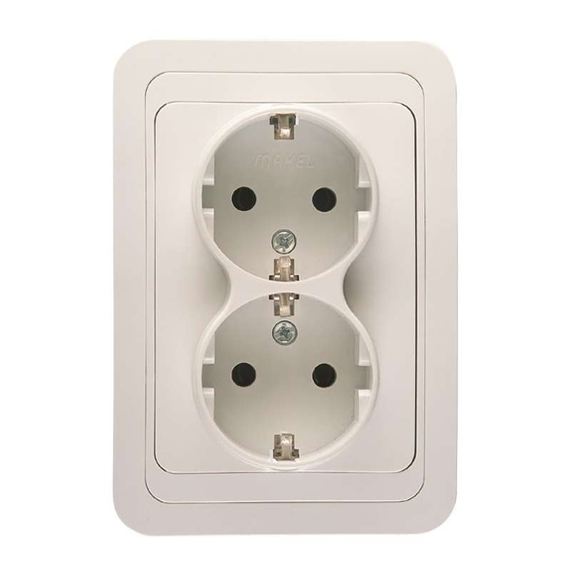 Розетка 2-м СП Mimoza 16А IP20 с заземл. бел./бел. Makel 12082 Розетка 2-м СП Mimoza 16А IP20 с заземл. бел./бел. Makel 12082