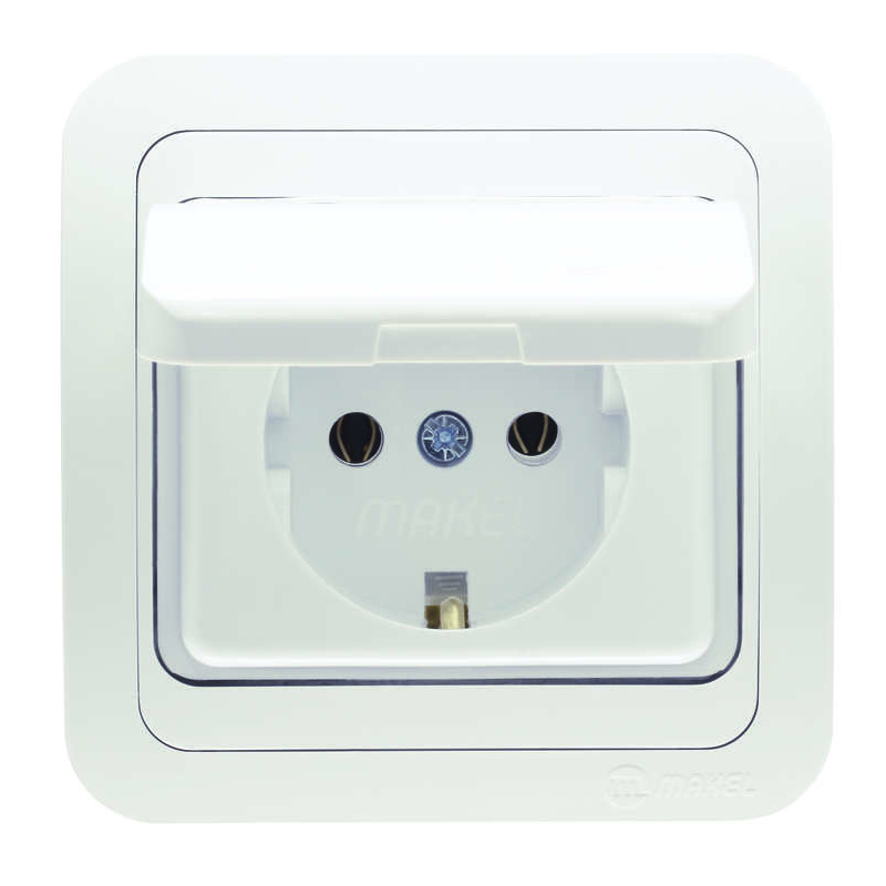 Розетка 1-м СП Mimoza 16А IP20 с крышкой белый