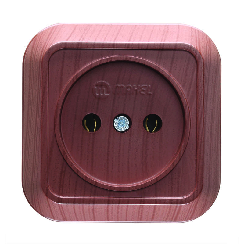 Розетка 1-м ОП 16А IP20 квадрат. без заземл. орех Makel 45402