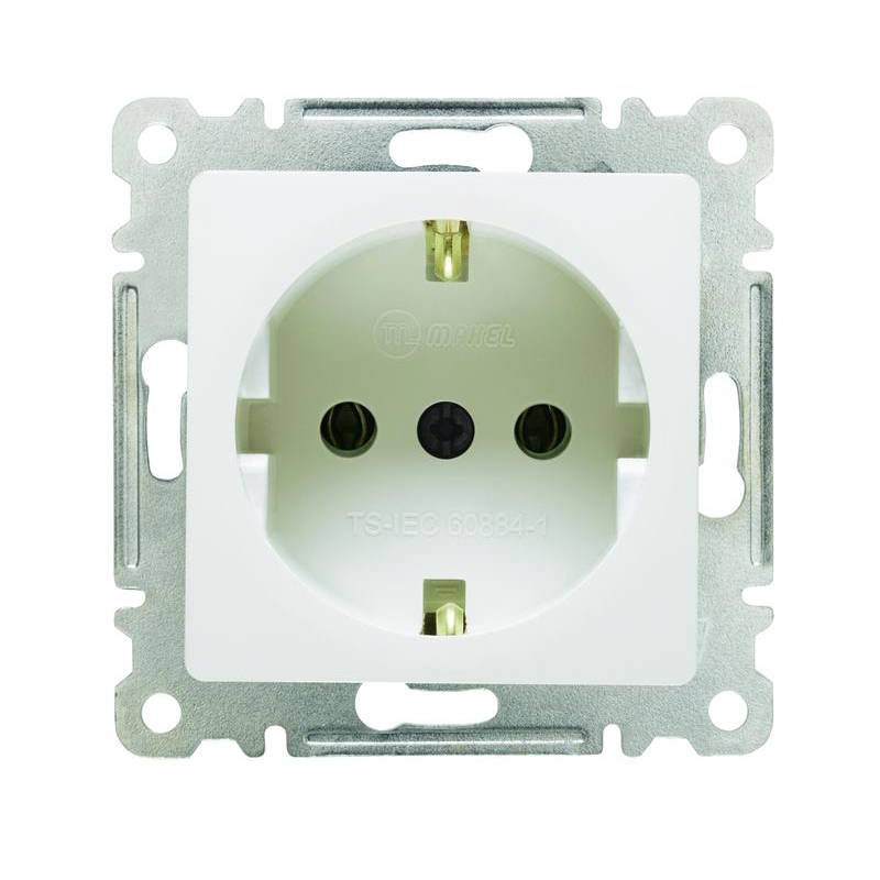 Механизм розетки 1-м СП Lillium 10А с заземл. бел. Makel 30001028