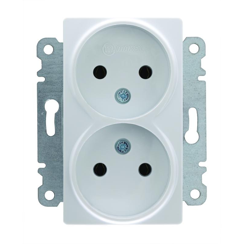 Механизм розетки 2-м СП Lillium 10А без заземл. бел. Makel 30001017