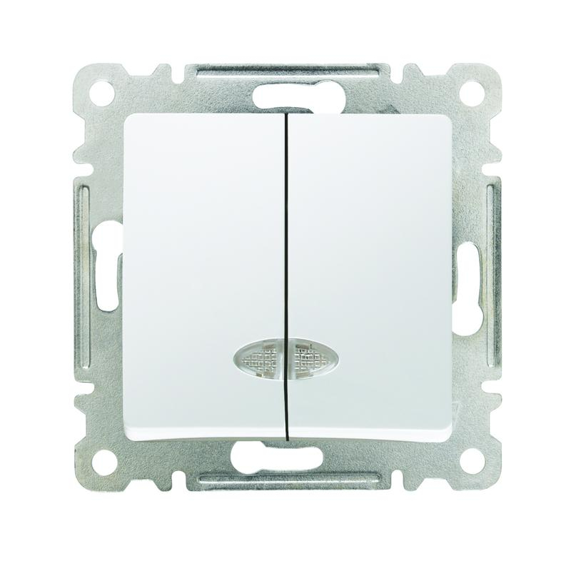 Механизм выключателя 2-кл. СП Lillium IP20 с подсветкой бел. Makel 30001023