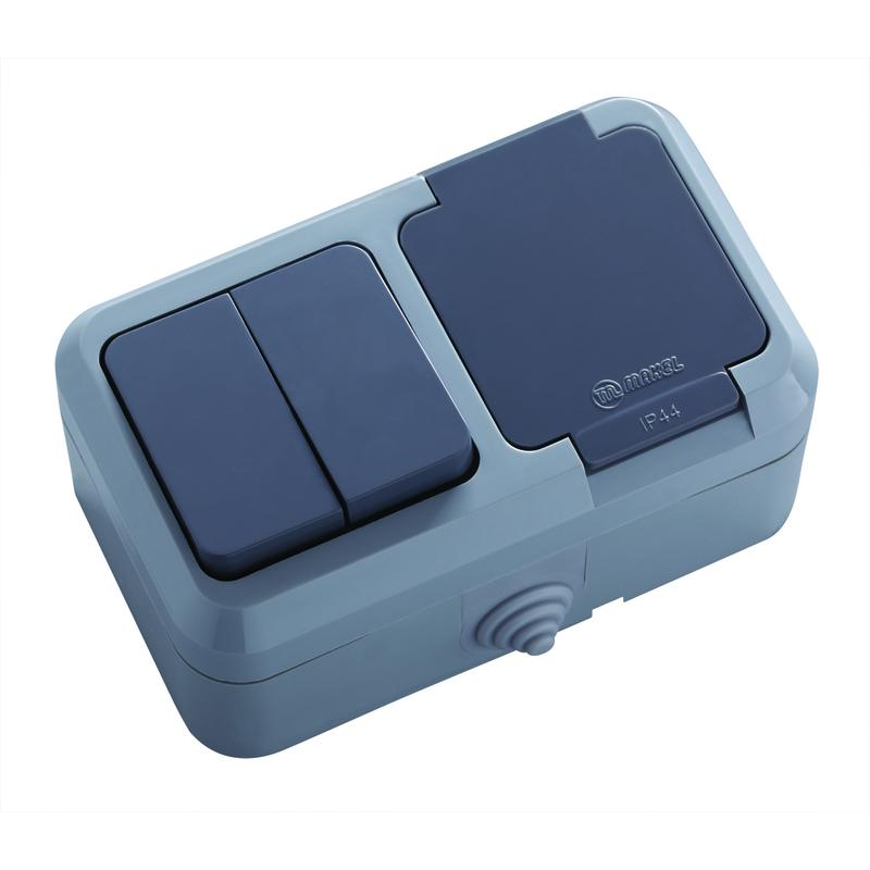 Блок ОП IP44 сер. (2кл. выкл.+роз/крыш) п/герм. Makel 18151