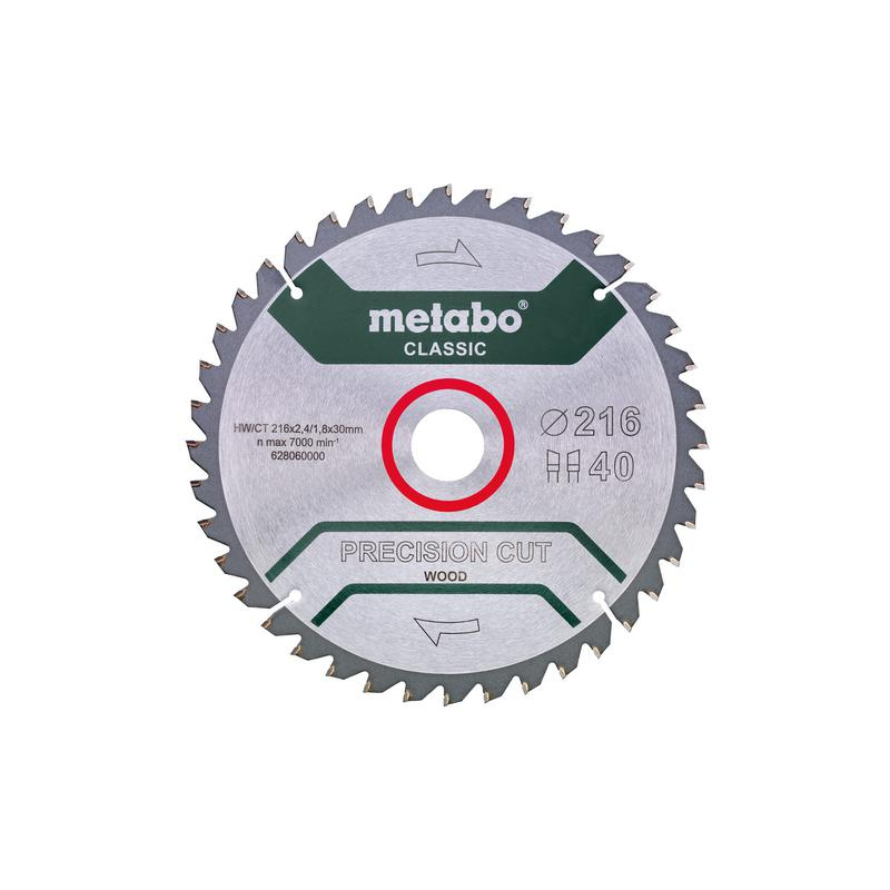 Диск пильный 216х30 HM 40WZ 5 отр. для торцовок Metabo 628060000