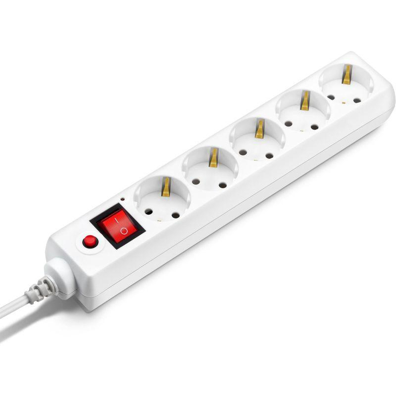 Удлинитель с сетевым фильтром 5х1.8м с заземл. 10А IP20 500SH-1.8-W CCA 2200Вт бел. BURO 992284