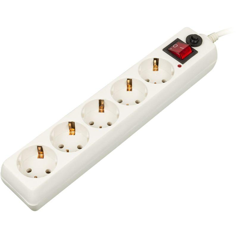 Удлинитель с сетевым фильтром 5х3м с заземл. 10А IP20 500SH-3-W CCA 2200Вт бел. BURO 992290