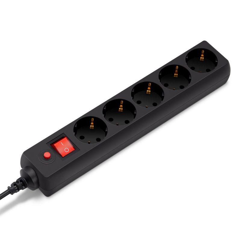 Удлинитель с сетевым фильтром 5х10м с заземл. 10А IP20 500SH-10-B CCA 2200Вт черн. BURO 992303