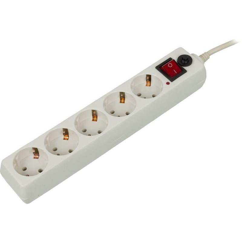 Удлинитель с сетевым фильтром 5х10м с заземл. 10А IP20 500SH-10-W CCA 2200Вт бел. BURO 992302