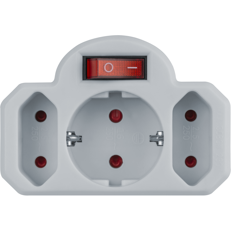 Разветвитель 3 гнезда (1гн с заземл. 2гн без заземл.) 94 698 NAD-3-R2F-WH (в ряд) Navigator 94698