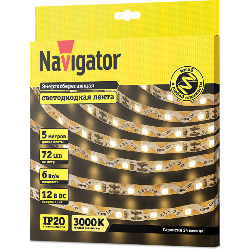 Лента светодиодная 14 471 NLS-2835WWST72-6-IP20-12V (уп.5м) NAVIGATOR 14471