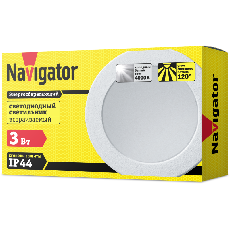 Светильник 71 273 NDL-RP4-3W-840-WH-LED 3Вт 4000К IP44 бел. Navigator 71273