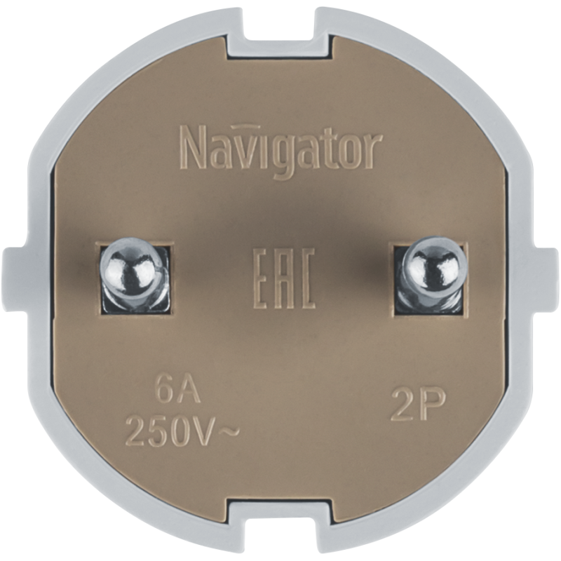 Вилка 61 358 NCA-PL01-6A-X-WH прямая без заземл. бел. Navigator 61358