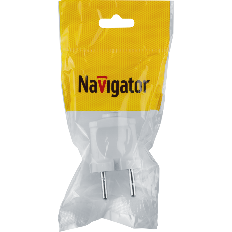 Вилка 61 358 NCA-PL01-6A-X-WH прямая без заземл. бел. Navigator 61358