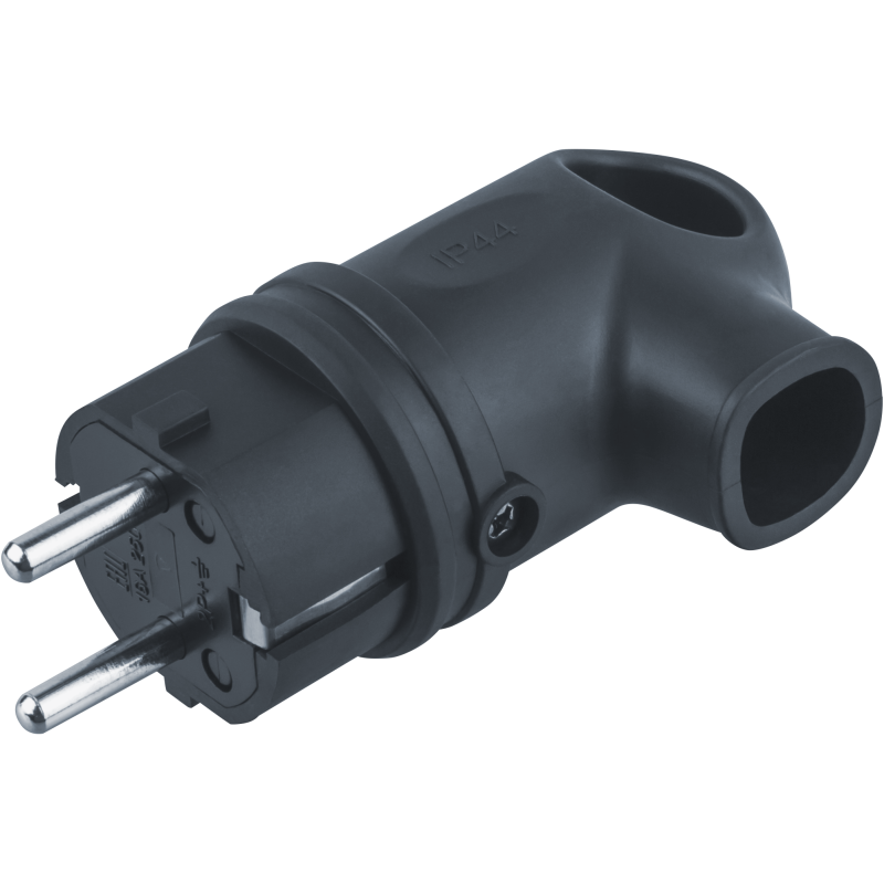 Вилка 61 367 NCA-PLR01-16A-E-IP44-BL угловая с заземл. каучук черн. Navigator 61367