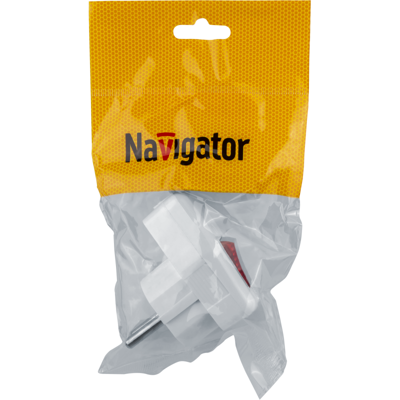 Вилка 61 364 NCA-PL05-16A-ESC-WH угловая с заземл. с выкл. бел. Navigator 61364