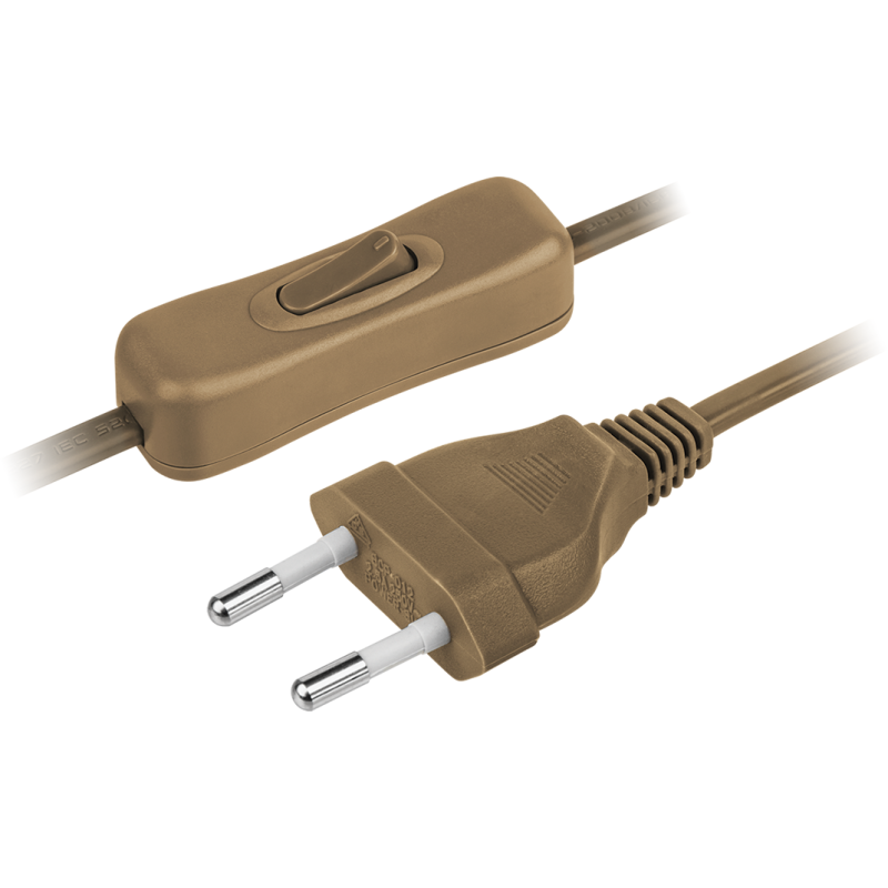 Шнур 61 721 NPS-FS-170-2х0.5-BR 1.7м с выкл. корич. Navigator 61721