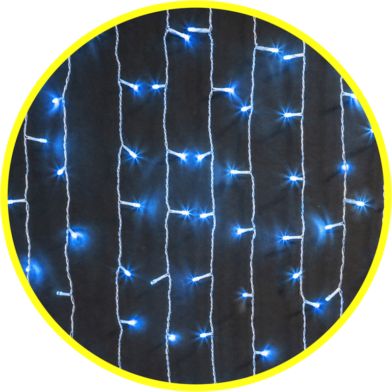 Гирлянда растяжка светодиодная занавес, постоянное свечение, свет синий, 1,5х1,5 м.