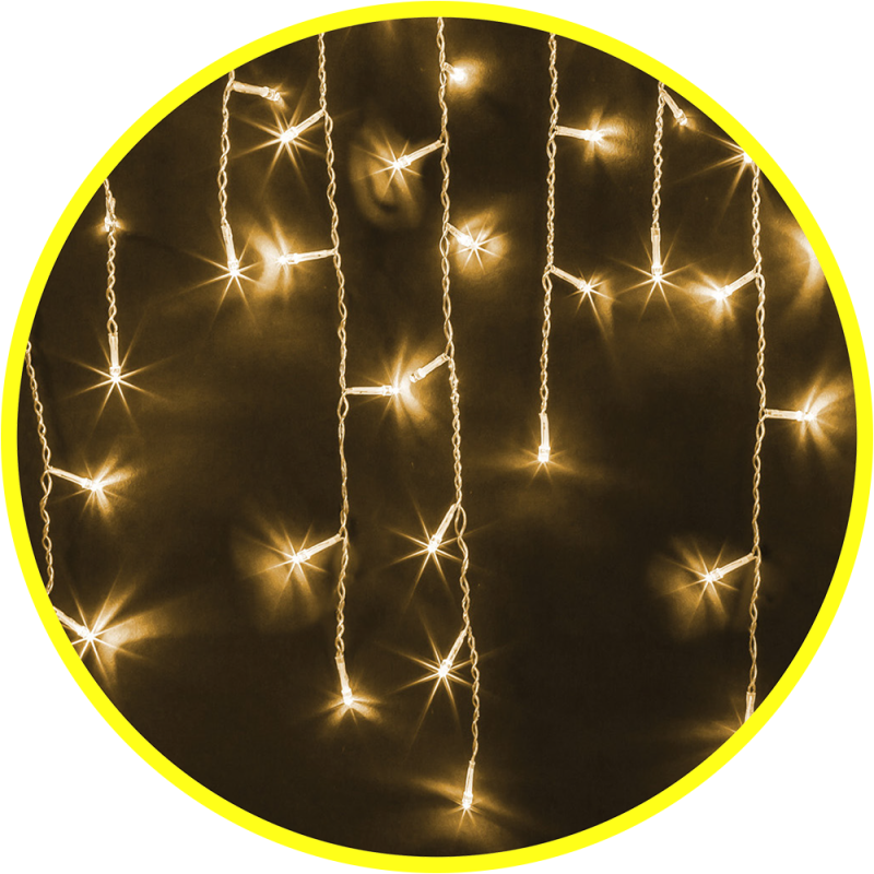 Гирлянда растяжка светодиодная бахрома, теплый белый свет, постоянное свечение, со степенью защиты IP44