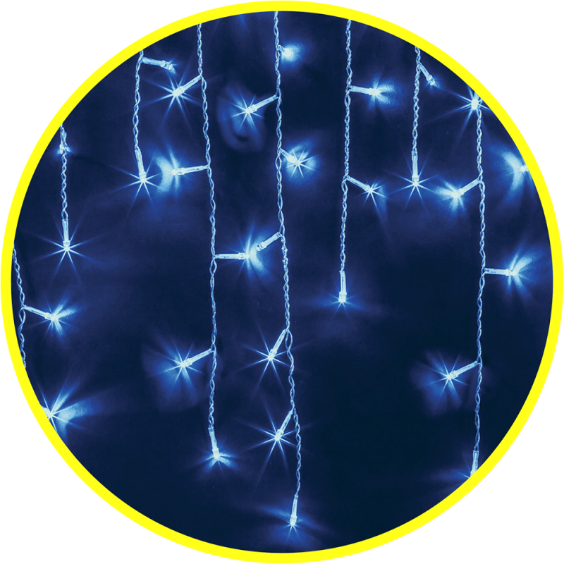 Гирлянда, растяжка светодиодная, "бахрома", синий свет, постоянное свечение, со степенью защиты IP44
