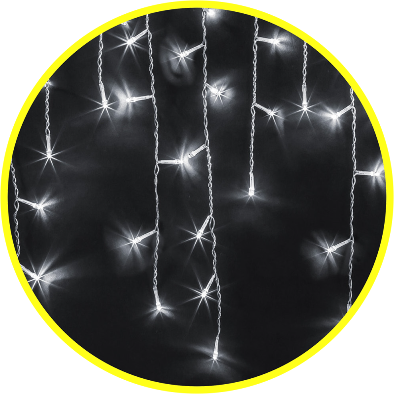 Гирлянда светодиодная, растяжка "бахрома", белый свет, постоянное свечение, влагозащищенная IP44