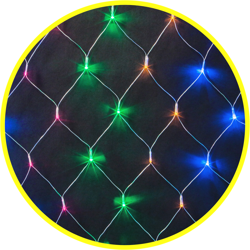 Гирлянда растяжка светодиодная Сеть, 2х2 метра, разноцветные светодиоды, 8 режимов свечения