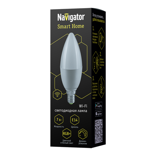 Лампа светодиодная 82 422 NLL-C37-7-230-RGBWWW-E14-WIFI SMART HOME Navigator 82422