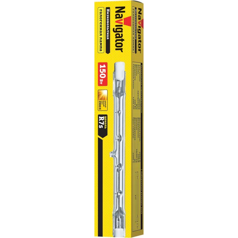 Лампа галогенная 94 219 J117мм 150Вт линейная R7s 2900К 230В 2000h Navigator 94219