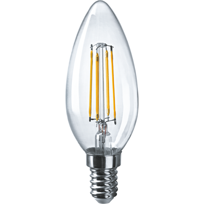 Лампа светодиодная филаментная 80 893 OLL-F-C35-08-230-4K-E14 8Вт свеча прозрачная 4000К нейтр. бел. E14 800лм 220-240В ОНЛАЙТ 80893