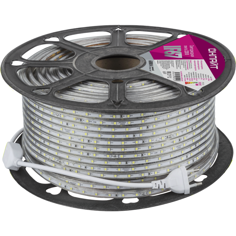 Лента светодиодная 80 924 OLS-2835СW60-4.8-IP67-220V (уп.50м) ОНЛАЙТ 80924