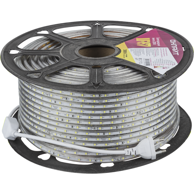 Лента светодиодная 80 925 OLS-2835WW60-4.8-IP67-220V (уп.50м) ОНЛАЙТ 80925