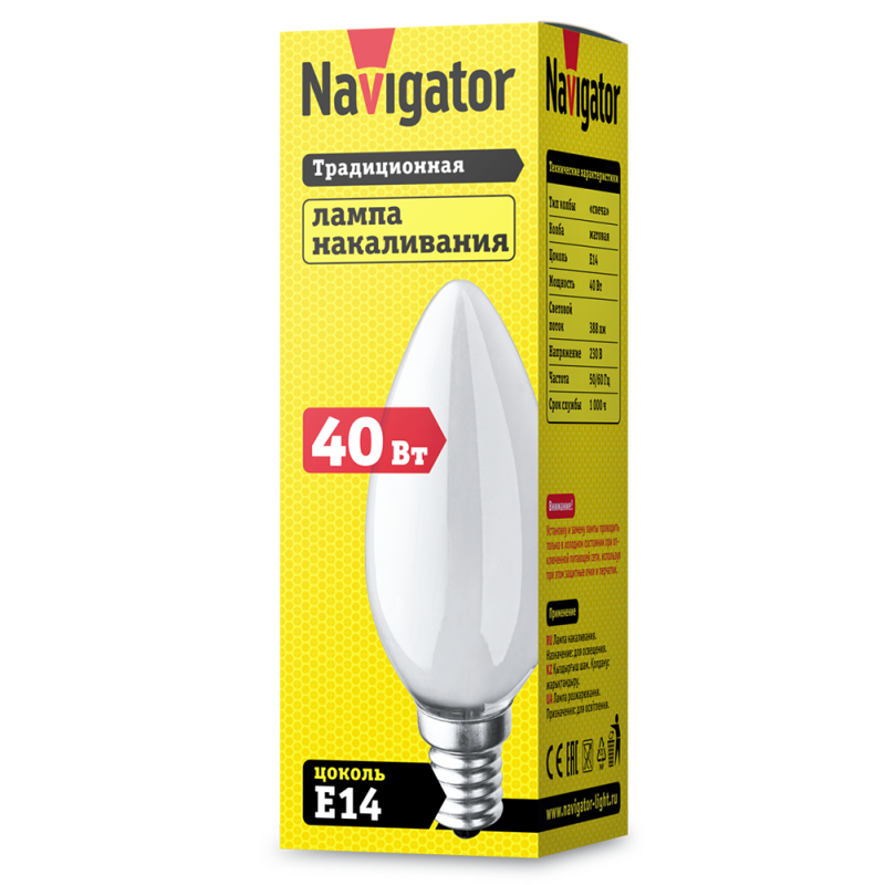 Лампа накаливания 94 308 NI-B-40-230-E14-FR Navigator 94308