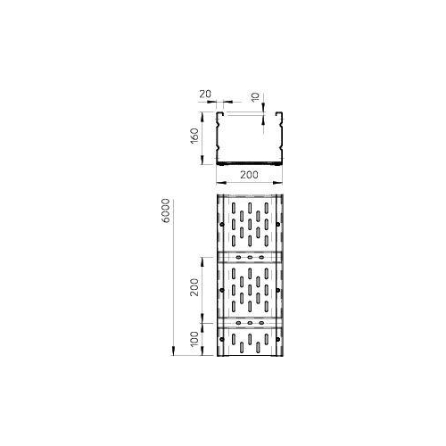 Лоток листовой перфорированный 200х160 L6000 сталь 2мм WKSG 162 FS OBO 6098501