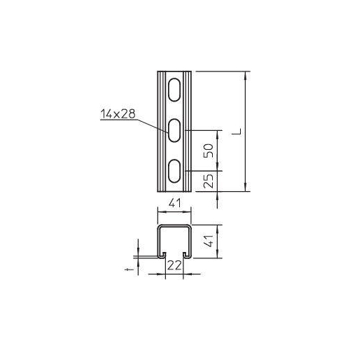 Рейка профильная 41х41 MS 41 L 3M 2 FS (дл.3м) OBO 1122972