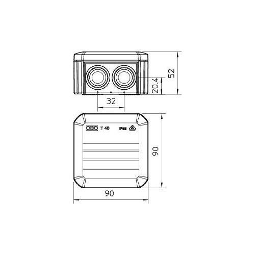 Коробка распределительная 90х90х52мм IP55 7х25 свет. сер. OBO 2007045